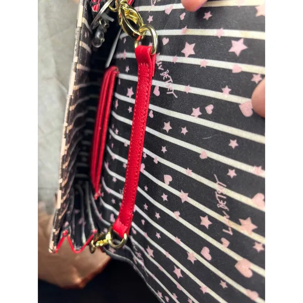 Luv Betsey Johnson Heart Polka Dot Crossbody Bag with Coin Purse Black Red - Image 5