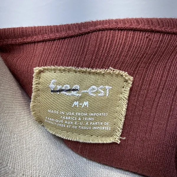 Free People Free-est Monica Shorts Cardigan Set Size M Brick Red Ribbed‎ Knit - Image 8