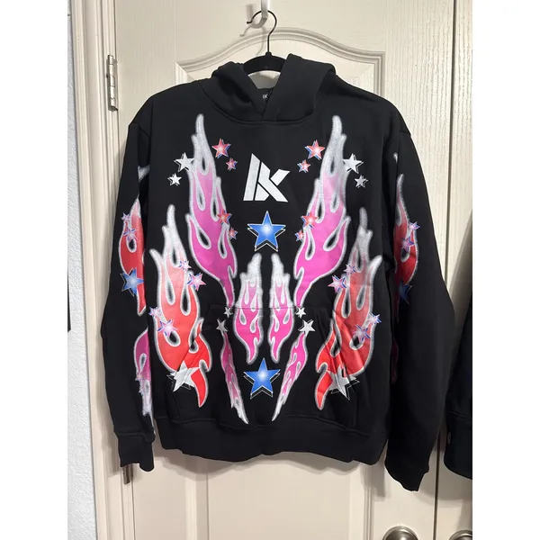 KDNK Flame Star Unusual Sweatsuit Y2K Hoodie Flare Sweatpants Matching Set - Image 3