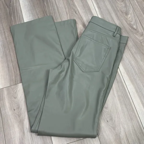 Zara faux leather sage high waisted pants size medium - Image 8