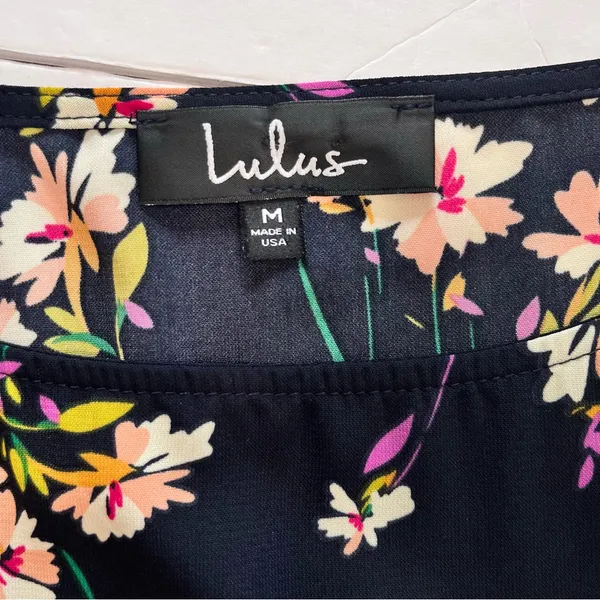 Lulus Herbaceous Babe Navy Floral Print‎ Long Sleeve Shift Dress MEDIUM - Image 12