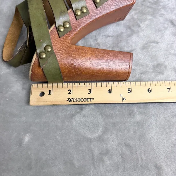 Cape Robbin Platform Sandals Boho Earthy Hippie Block Heel Wood Clog Sz 6 Green - Image 6