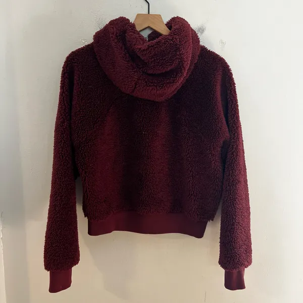 LULULEMON- Textured Fleece 1/2 Zip Red Merlot Pullover Hoodie Warm Comfy Cozy - Image 4