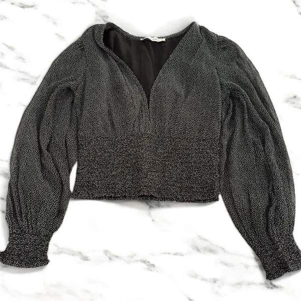 Abercrombie & Fitch Black Polka Dot Chiffon Blouse​ - Image 2