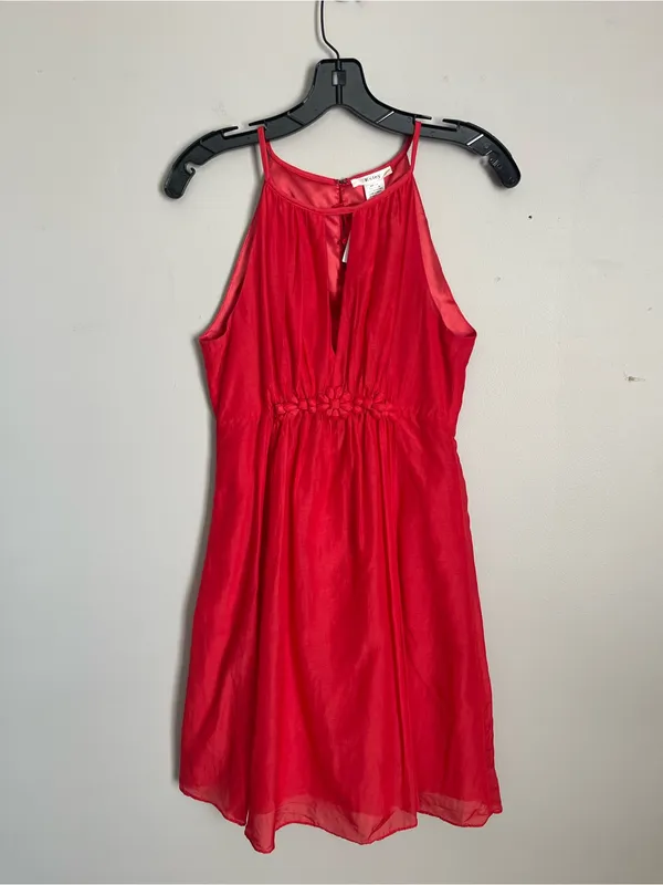 ESLEY Red Silk Blend Sleeveless Mini Dress Sz M - Image 2