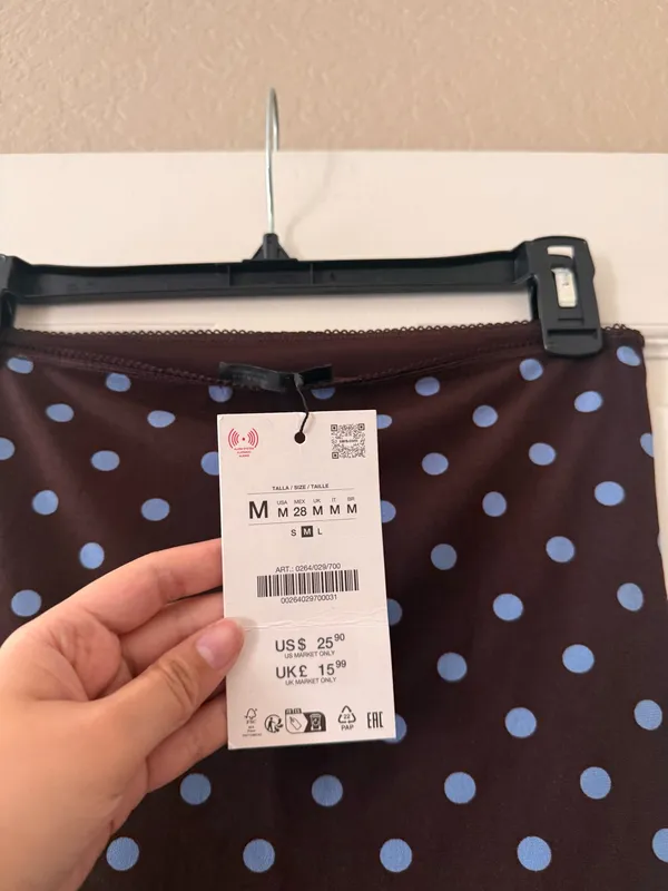 BNWT Zara Brown & Blue Polka Strapless Tube Top - Image 8