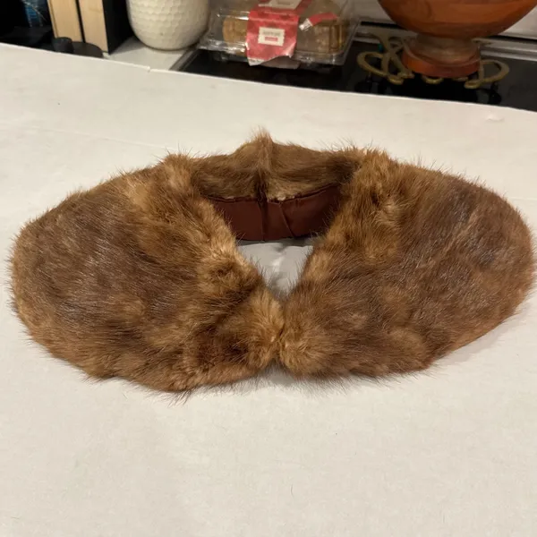 Vintage Mink Fur Collar Wrap Stole Womens Brown Genuine Vintage Glam Stole - Image 3