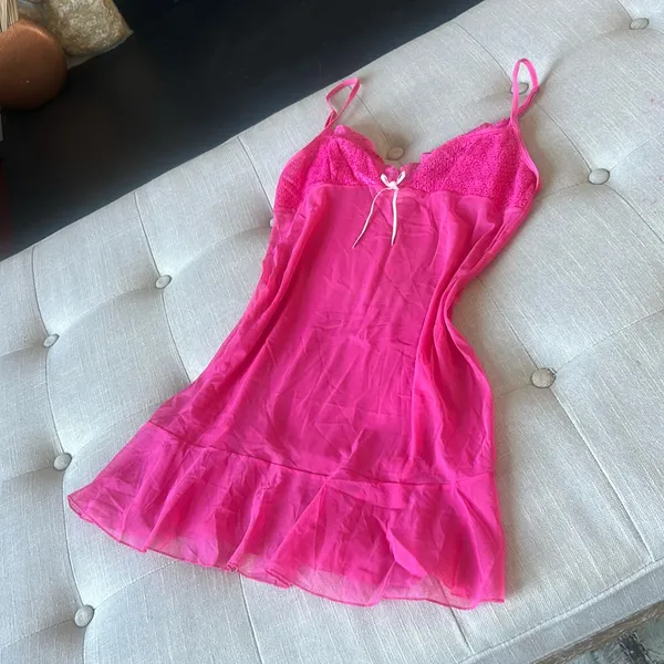 Victorias Secret Pink Mesh Mini Slip Dress Size Medium‎ - Image 2
