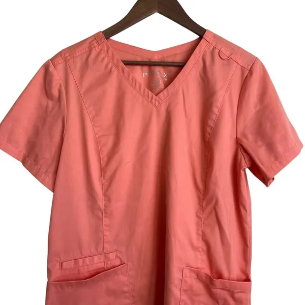 Matrix Women Nurse Core Scrub Top‎ Large Coral V-Neck Professional Medical 3501 - Image 3