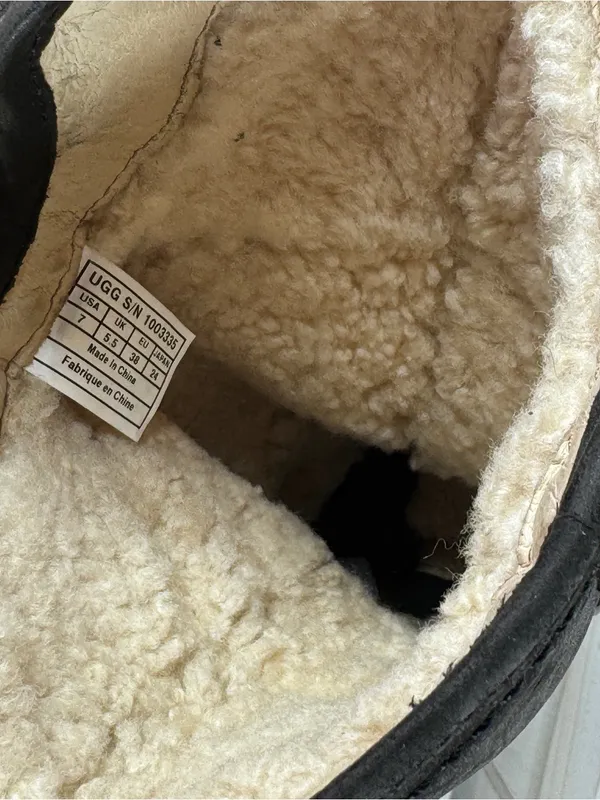 Ugg‎ Tupelo Leather Riding Moto Boots Black 7 Sherpa Lined Buckle Flat 1003335 - Image 11