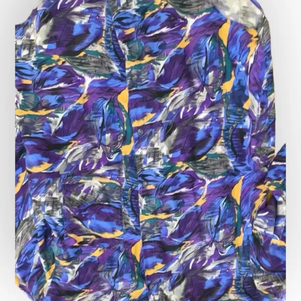Kikomo Vintage Silk Hawaiian Tropical Print Button up Blouse‎ Size S - Image 6