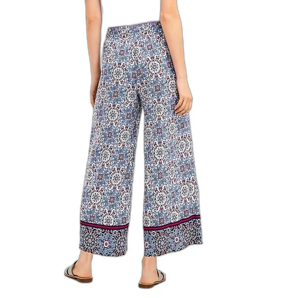 Loft Fluid Wide Leg Crop Pants in Medallion Linen Blend‎ ladies size medium - Image 2