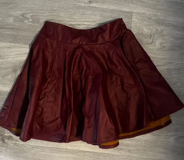 Maroon Leather Circle Skirt - Image 3
