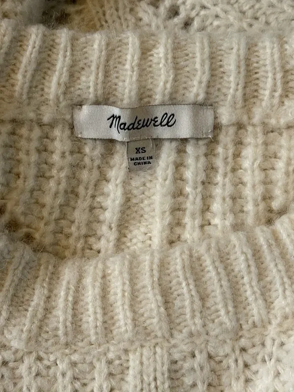 Madewell Charley Boxy Cozy Oversized Pullover Sweater XS Cream Alpaca Knit MC006 - Image 5