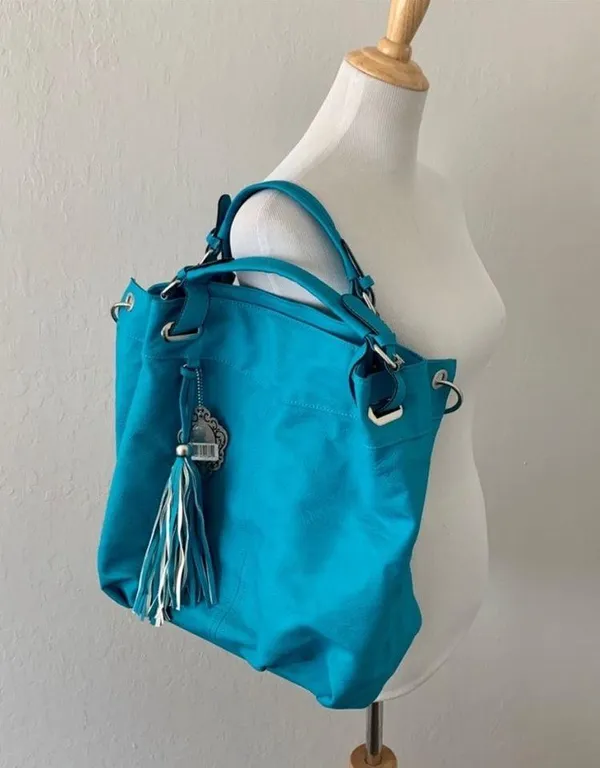 NWT Yoki Teal Vegan Leather Tassel 2-Way Slouchy Shoulder Bag - Image 8