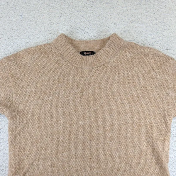 Quince Baby Alpaca Wool Diamond Stitch Crew Sweater Camel Women's Small HUBO01 - Image 7