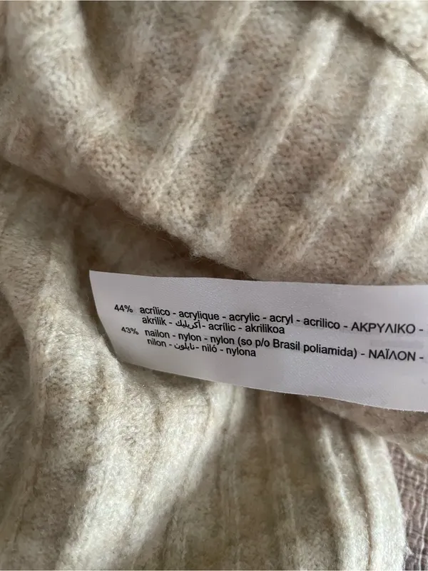 Zara Cream Ribbed Wool Blend Henley Sweater Size Medium - Image 5