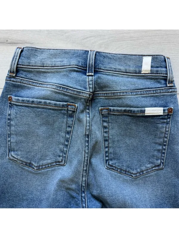 Anthropologie 7 For All Mankind Cotton High Waist Light Wash Ankle Skinny- 24 - Image 9