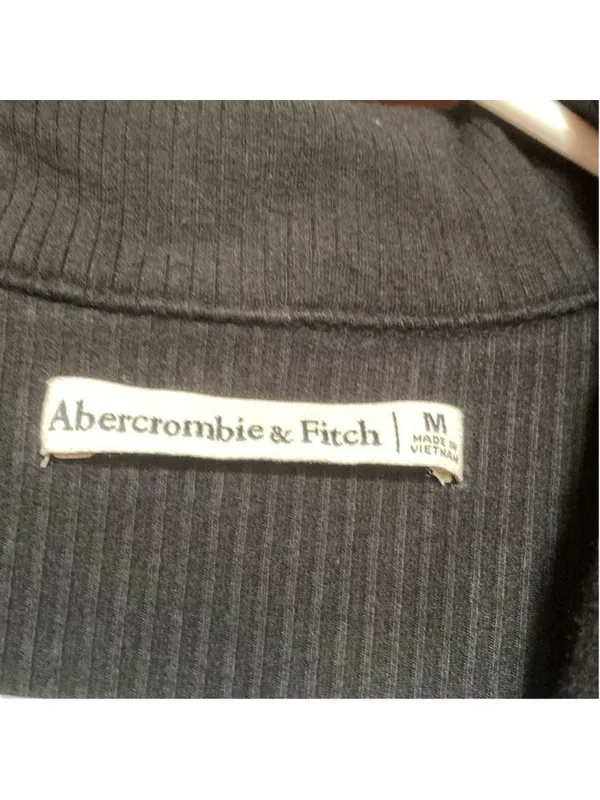 Abercrombie & Fitch Long Sleeve Black V-neck Knit Mini Button Collared Dress M - Image 3