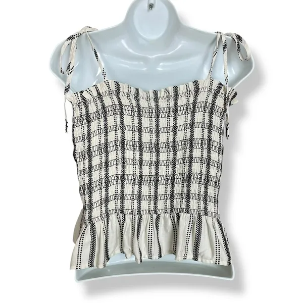 Loft Striped Poplin Smocked Cami Tank Top Shirred NWT Sz Medium Women Tie Straps - Image 5