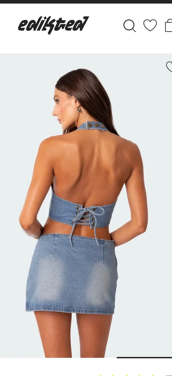Edikted Denim Corset Top - Image 6