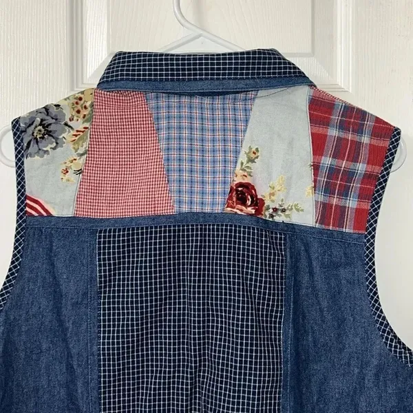 Koret City Blues Vintage Patchwork Vest(Size Medium)) Blue - Image 7