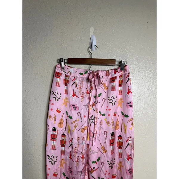 karen Mabon Pink Nutcracker Ballet Christmas Satin Pajama Pants size L - Image 3