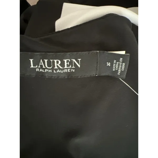 Lauren Ralph Lauren Black White Stripe Cut-Out wedding guest Maxi Dress Size 14 - Image 6