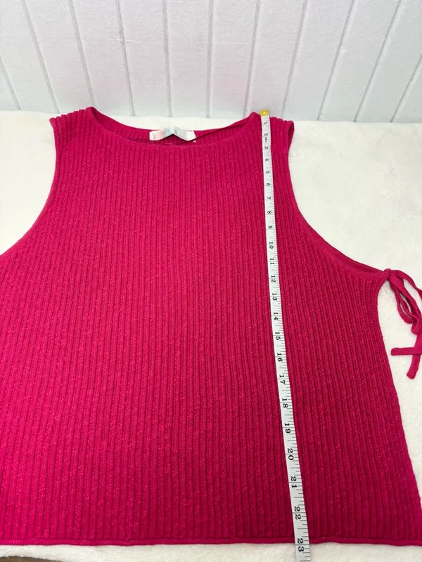 FREE PEOPLE‎ Lizzie Rib Side Tie Sleeveless Cotton & Linen Blend Sweater Size L - Image 10