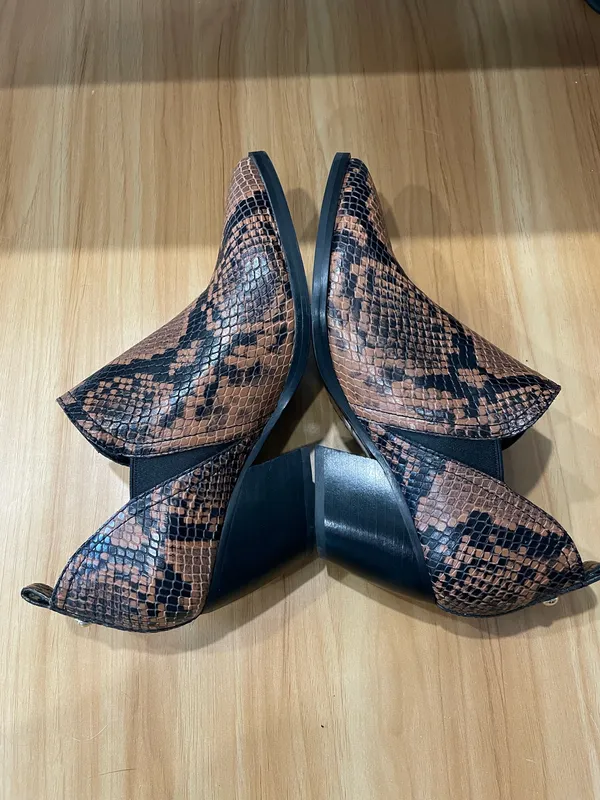 Marc Fisher Dalaran 2 Leather Snakeskin Western Booties - Size 6 1/2 M - Image 6