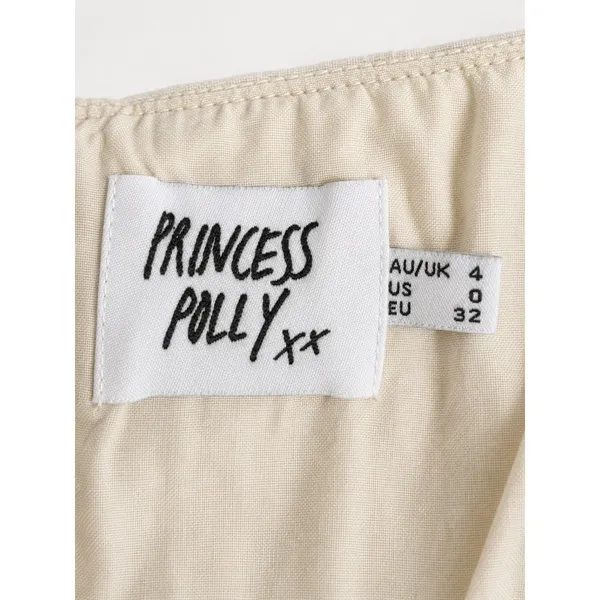 Princess Polly Beige Linen Blend Square Neck Puff Sleeve Mini Shift Dress 0 XS - Image 4