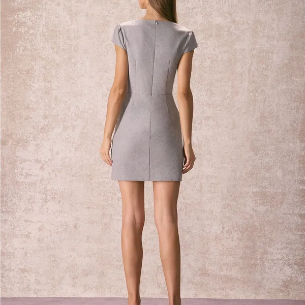 Rihoas Grey Square Neck Cap Sleeve Mini Dress - Image 6