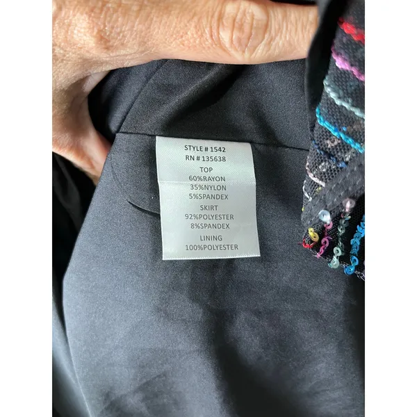 Hutch‎ Sequin Stripe Party Cocktail Mini Dress Black 3/4 Sleeve Women's Size 6 - Image 6