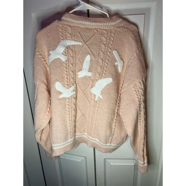 Taylor Swift 1989 Women's Pink Cardigan Sweater M Long Sleeve Casual - Image 3