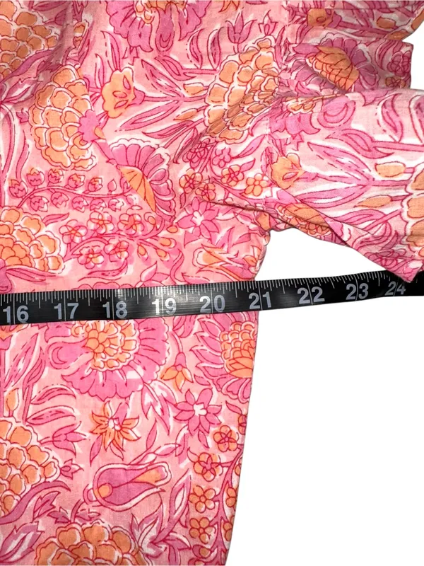 Mille Resort & Travel Violetta Pink Floral Ruffle Sleeve Tiered Dress SMALL - Image 6