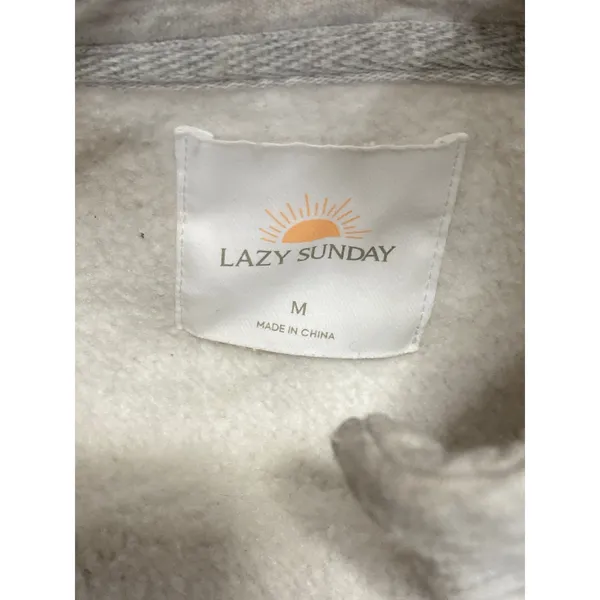 Lazy Sunday Women's Gray Fleece Half Zip Long Sleeve Crop Sweatshirt Top Size M - Image 5