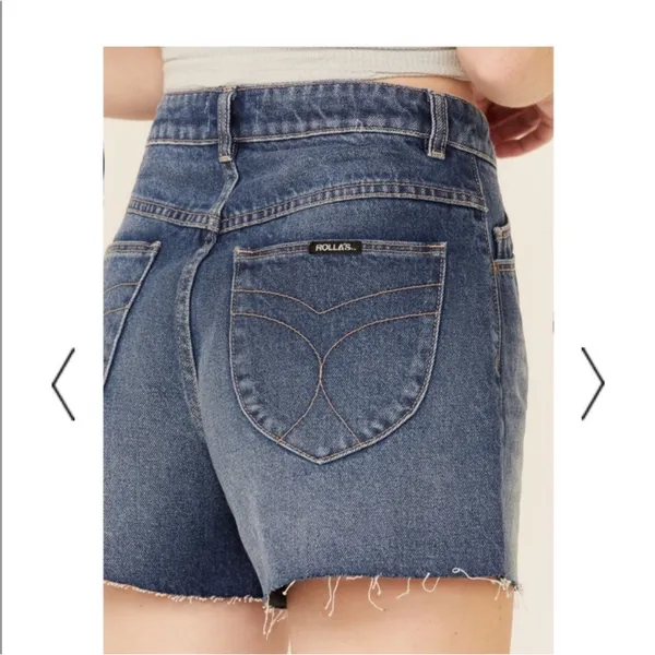 Rolla’s Original Short High Rise Cut Off Medium Juliet Wash Blue Denim Shorts - Image 11