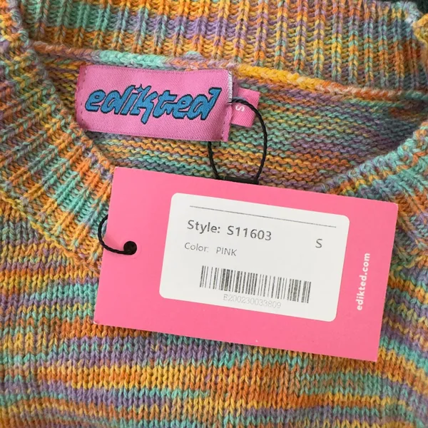 1695 | NWT Edikted Boho Festival Open Back Cutout Crop Sweater Pink Womens S Y2K - Image 6
