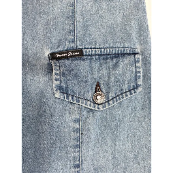 Vintage Guess Jeans USA Y2K Denim‎ Mini Dress Distressed Shacket 7 AS IS - Image 4