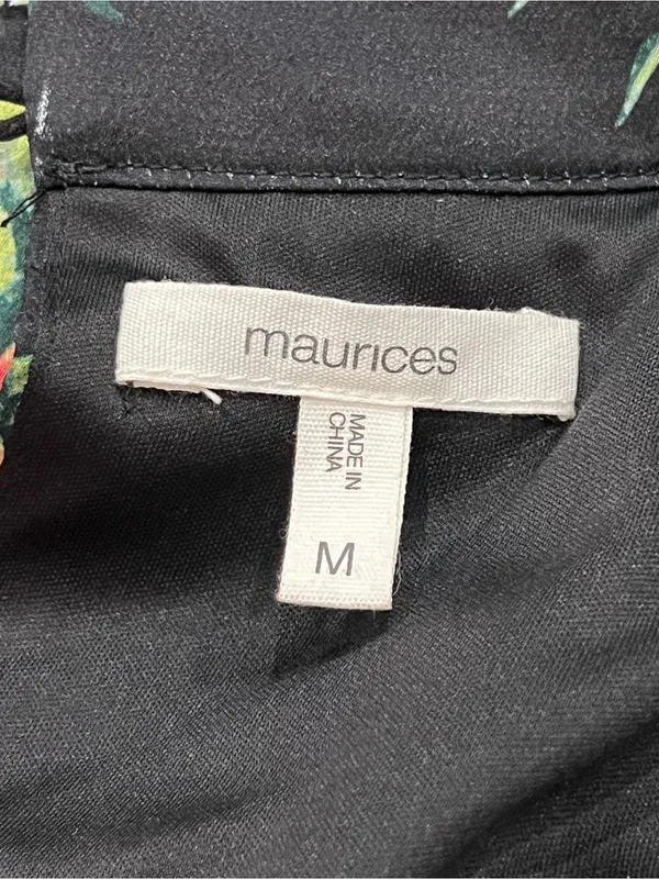 Maurices Black Floral Funnel Neck Satin Midi Dress Size Medium - Image 11