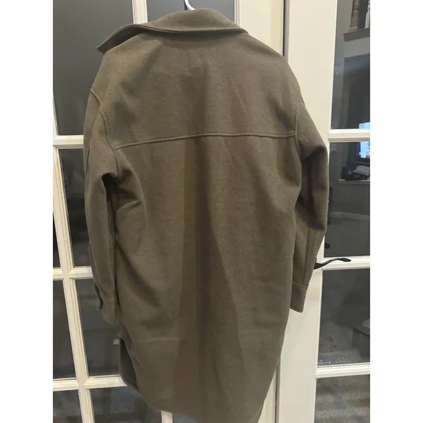H&M Olive‎ Trench Coat Shacket Jacket Duster Size XS - Image 2