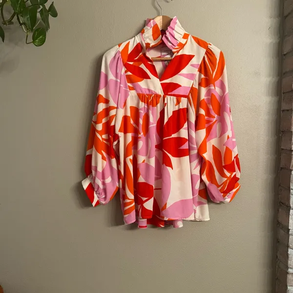 ADRIENNE Island Breeze Ruffle Collar‎ Blouse - Image 2