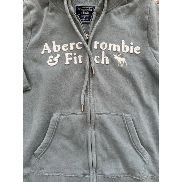 Abercrombie & Fitch Sweater Womens Small Steel Blue Full Zip Hoodie Long‎ Sleeve - Image 2