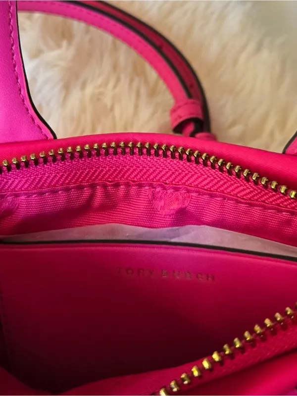 Tory Burch Hot Pink Mini Satchel with Logo Medallion - Image 6
