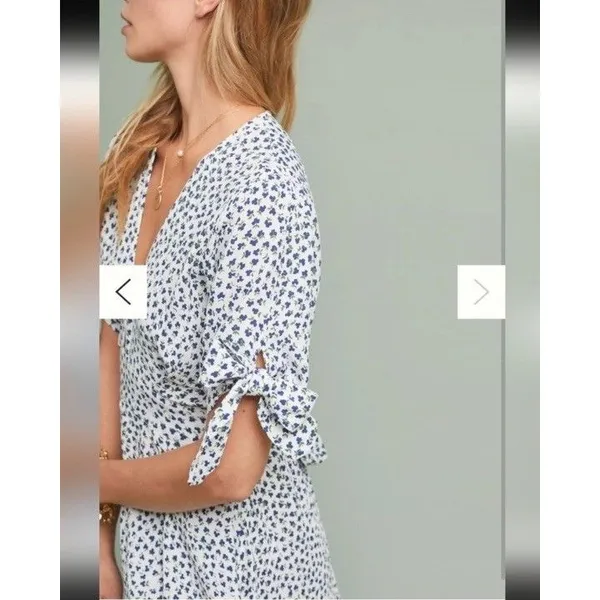 FAITHFULL THE BRAND Women's Blue Rae Casual Floral Print Nina Midi Dress Size 4 - Image 4