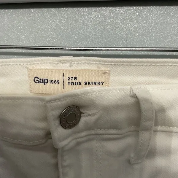 Gap Womens Jeans 1969 True Skinny White Zipper Pocket Denim Size 27 Regular - Image 4