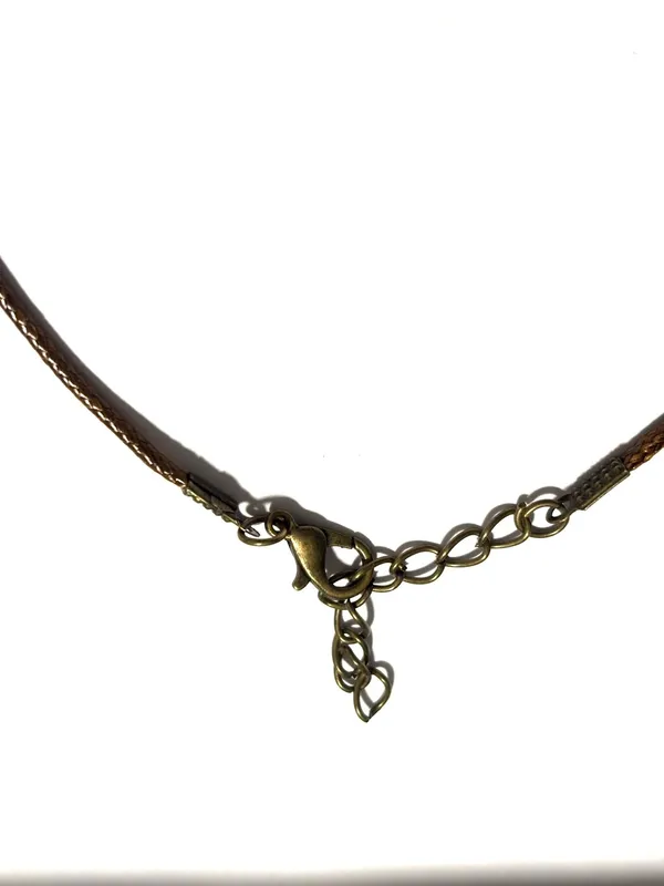 Brown cord Necklace with lobster hook clasp and goldstone beads - Image 3