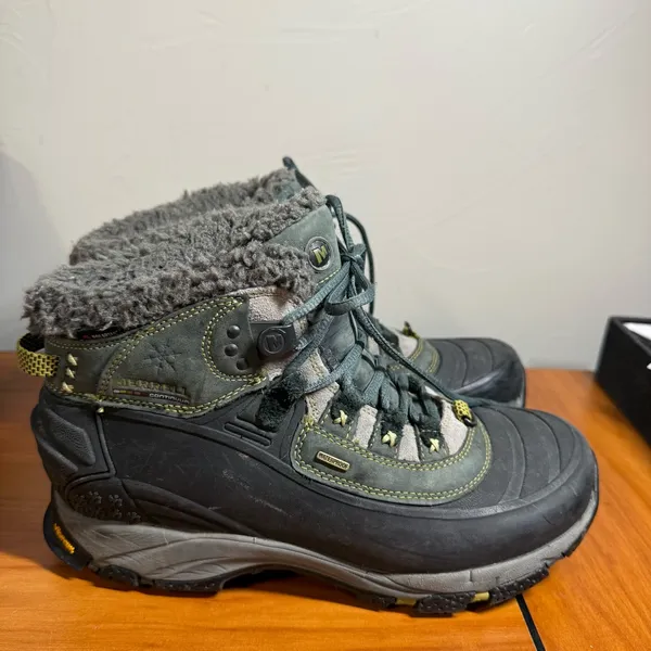 Merrell Winterlude Black Green Lace Up Insulated Hiking Waterpoof Boot Women 7.5 - Image 4