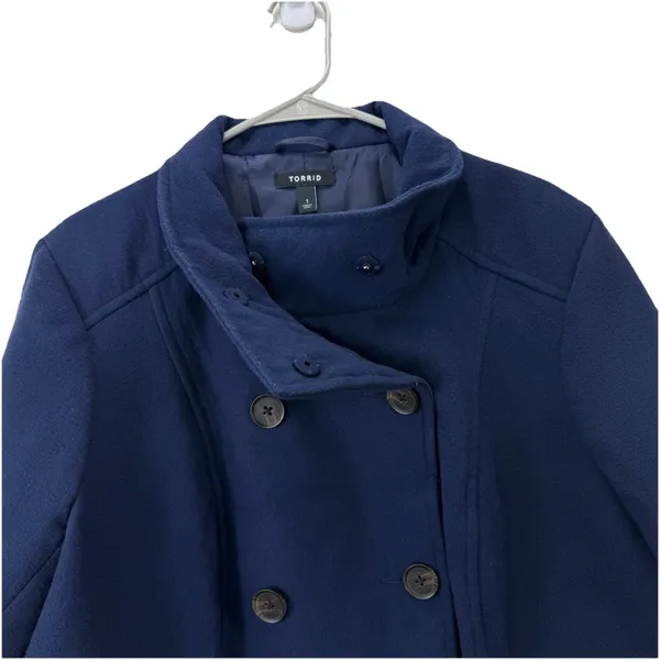 Torrid Navy Blue‎ Double Breasted Pea Coat Pockets Size 1X - Image 7