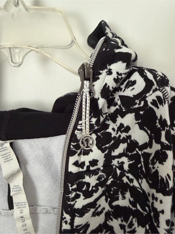 lululemon athletica Black & White Floral Zip Hoodie - Image 3